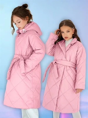 Пальто стёганое для девочек AmaroBaby PRETTY, розовый AB-OD23-PRETTY29/06-122