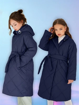 Пальто стёганое для девочек AmaroBaby PRETTY, синий AB-OD23-PRETTY29/20-122