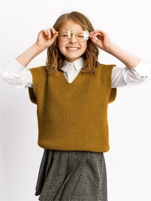 Жилет для девочки Amarobaby KNIT, желтый AB-OD21-KNIT10S/04-122