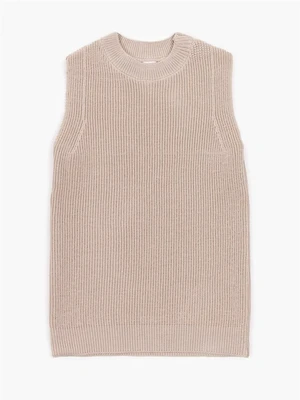 Жилет для девочки Amarobaby KNIT Long, бежевый AB-OD21-KNITL10/03-122