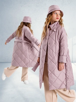 Пальто стёганое для девочек AmaroBaby TRENDY, пудровый AB-OD22-TRENDY29/27-116