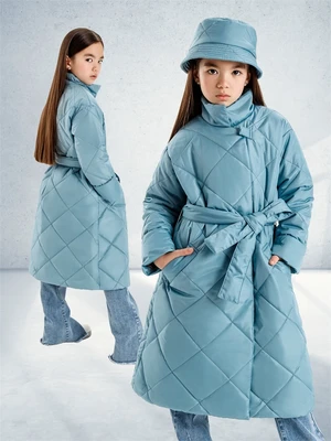 Пальто стёганое для девочек AmaroBaby TRENDY, голубой AB-OD22-TRENDY29/19-116