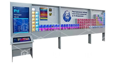 Интерактивный демонстрационный стенд с натуральными образцами «Периодическая таблица химических элементов Д.И. Менделеева - компакт» (для малых аудиторий) 751974757