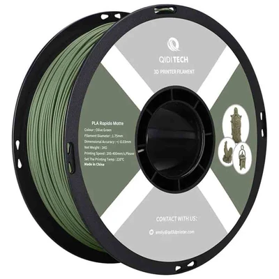 PLA Matte Rapido пластик Qidi Tech Olive Green Зеленый оливковый 1,75 мм (1 кг) 1217030998