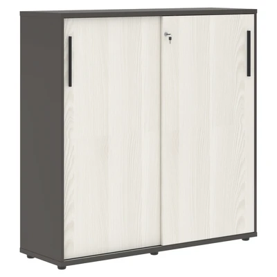 Шкаф средний EDIS EMC 1343, ясень траун/черный/мокко, 1346х430х1355 мм 1098475517