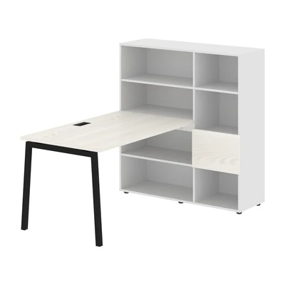Стол-стеллаж EDIS L ELRST 1213, ясень траун/черный, 1790х1250х1355 мм 87991568