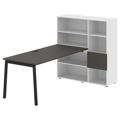 Стол-стеллаж EDIS L ELRST 1217, мокко/черный, 1790х1250х1355 мм 739008401