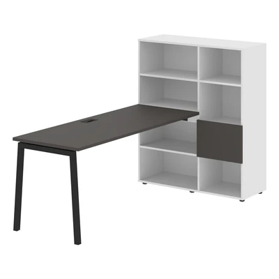 Стол-стеллаж EDIS L ELRST 1117, мокко/черный, 2190х1120х1355 мм 580559803