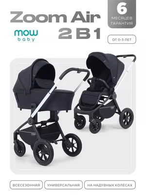 Коляска 2 в 1 Mowbaby Zoom Air Silver Black 728058874