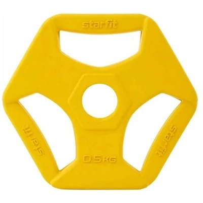 Диск обрезиненный с хватами STARFIT BB-205, 26мм, 0,5 кг, желтый 2040435263