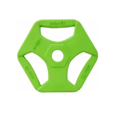 Диск обрезиненный с хватами STARFIT BB-205, 26мм, 1,25 кг, зеленый 1306359687