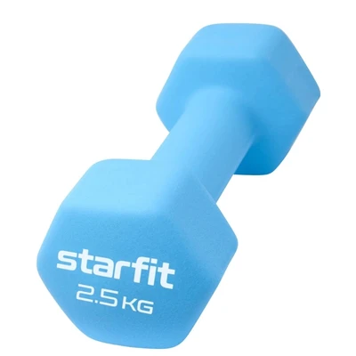 Гантель неопреновая STARFIT DB-201, 2,5 кг, синий пастель 205802198
