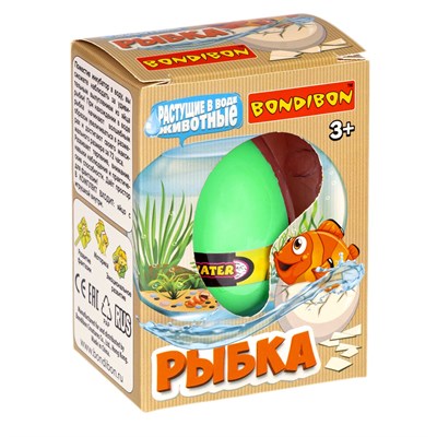 Растущая в воде игрушка «ВЫРАСТИ РЫБКУ» в зелёном яйце Bondibon (арт. ВВ5371-4) 263162499