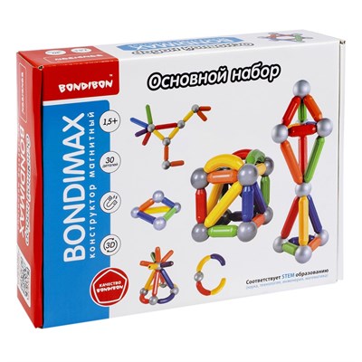 Магнитный конструктор "BONDIMAX" основной набор, 30 деталей, Bondibon (арт. ВВ6042) 634834430