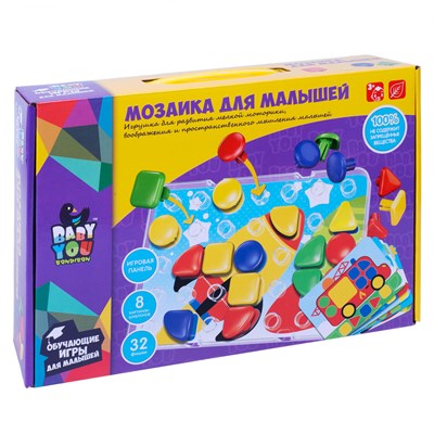 Мозаика для малышей Bondibon Baby You c 8 картинками-шаблонами 32 фишки (арт. ВВ3745) 161685652