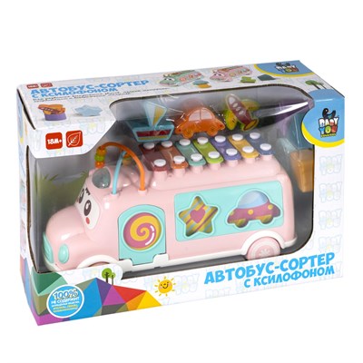 Развивающая игрушка СОРТЕР "АВТОБУС" с ксилофоном, розовый Baby You Bondibon (арт. ВВ4749) 480852891
