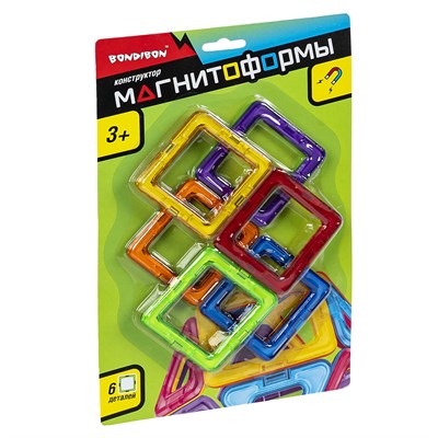 Конструктор магнитный, 6 квадратов (арт. ВВ4398) 331018600