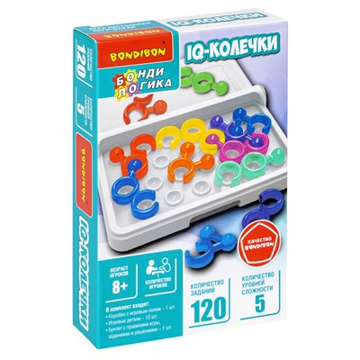 Игра настольная логическая "IQ-КОЛЕЧКИ", компактная головоломка БондиЛогика Bondibon (арт. ВВ5956) 952371616