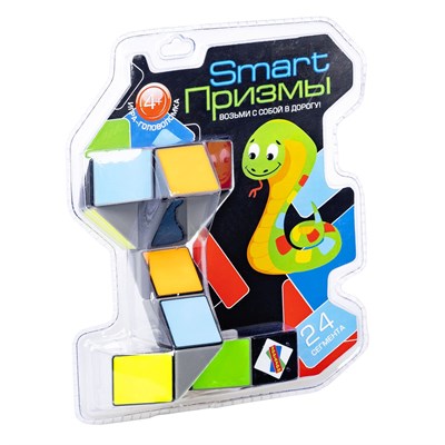 Логическая игра головоломка "ЗМЕЙКА" 24 сегмента, разноцветная, Умные / Smart Призмы Bondibon (арт. ВВ5881) 1315295314