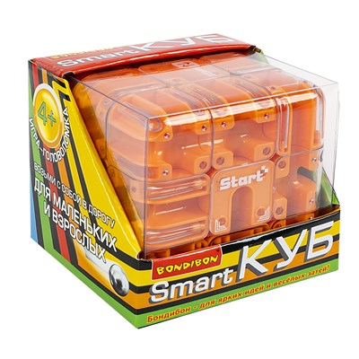 Головоломка 3D лабиринт "Умный / Smart КУБ", крутящийся, оранжевый, Bondibon (арт. ВВ6557-Б) 979101093