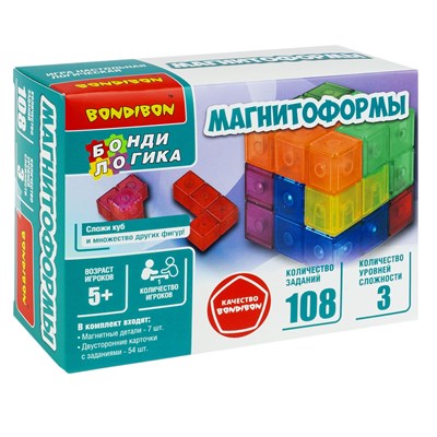 Настольная логическая игра- головоломка "МАГНИТОФОРМЫ" с 3D заданиями БондиЛогика Bondibon (арт. ВВ6267) 115202837