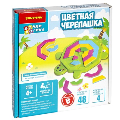 Настольная логическая игра-головоломка "ЦВЕТНАЯ ЧЕРЕПАШКА" БондиЛогика Bondibon (арт. ВВ5082) 1496431855