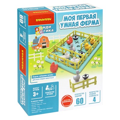 Настольная логическая игра "МОЯ ПЕРВАЯ УМНАЯ ФЕРМА" БондиЛогика Bondibon (арт. ВВ5679) 64677432