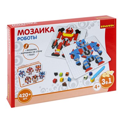 Мозаика-пазл "РОБОТЫ" 3 в 1, 420 деталей Bondibon (арт. ВВ3030) 391193741