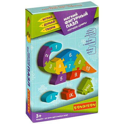 Пазл "ДИНОЗАВРИК" мягкий фигурный Играй Думай Твори Bondibon (арт. ВВ4218) 453388229