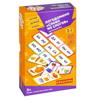 Настольная игра ЛОГОДОМИНО "СЛОВО ИЗ СЛОГОВ" 2 в 1 Играй Думай Учись Bondibon (арт. ВВ5390) 549734842