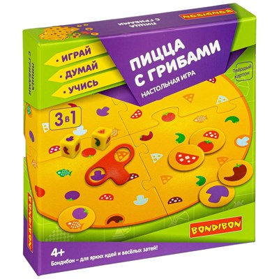 Настольная игра "ПИЦЦА С ГРИБАМИ" 3 в 1 Играй Думай Учись Bondibon (арт. ВВ4330) 1056214942