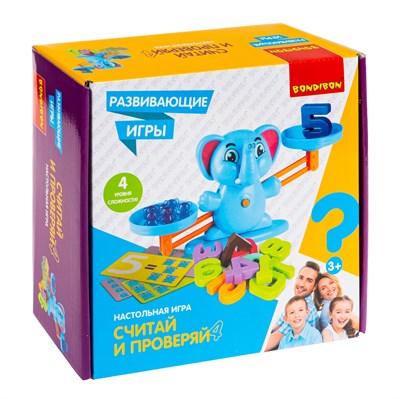 Обучающая настольная игра "СЧИТАЙ И ПРОВЕРЯЙ 4" со слонятами Bondibon (арт. ВВ4673) 665622972