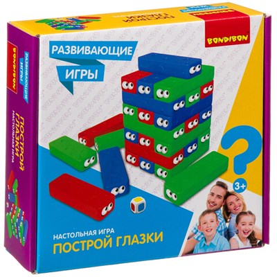 Развивающая настольная игра "ПОСТРОЙ ГЛАЗКИ" башня из 30 блоков, Bondibon (арт. ВВ4151) 1394891305