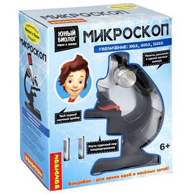 Микроскоп "ЮНЫЙ БИОЛОГ. НАУКА И ЗНАНИЯ" увеличение 100-1200X, с подсветкой Технический прогресс Науки с Буки Bondibon (арт. ВВ5654) 1557453000