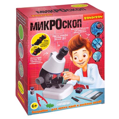 Микроскоп 40-800X с подсветкой и светофильтрами, переносная ручка Французские опыты Науки с Буки Bondibon (арт. ВВ5286) 203385326