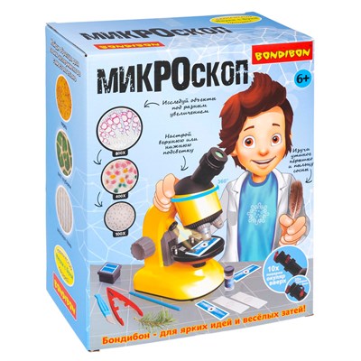 Микроскоп 40-800X для 2D и 3D объектов с поворотным окуляром и подсветкой Французские опыты Науки с Буки Bondibon (арт. ВВ5287) 2117720103