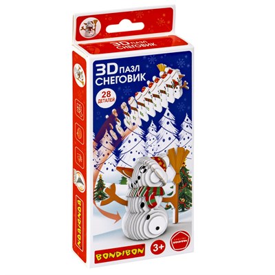 Набор для творчества "СНЕГОВИК" новогодний 3D пазл Bondibon (арт. ВВ5642) 173251222