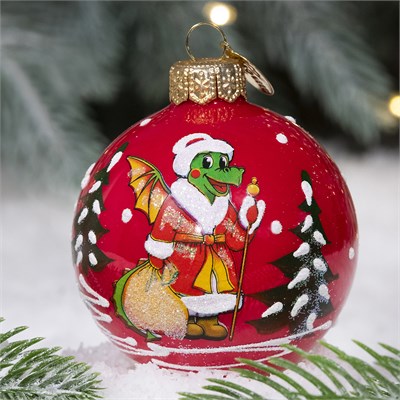 Шар "Дракоша Дед Мороз", 65 мм., в подарочной упаковке 1918872450