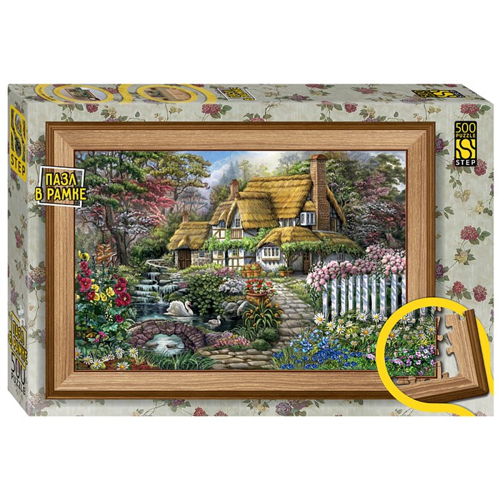 Мозаика "puzzle" 500+рамка "Домик в саду" # 91028