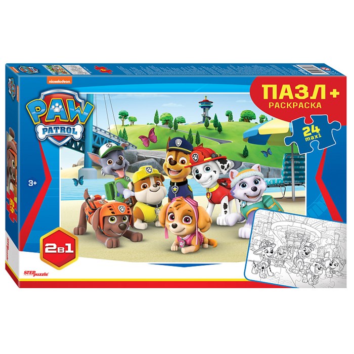 Мозаика "puzzle" maxi 24 + раскраска "Щенячий патруль" (Никелодеон) # 66007