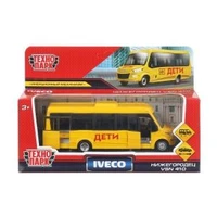 Машина металл АВТОБУС IVECO DAILY VSN-700 ДЕТИ 15 см, двери, инерц, кор. Технопарк DAILY-15CHI-YE (72)