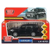 Машина металл LEXUS LX-570 длина 12 см, двери, багаж, инерц, черный, кор. Технопарк LX570-BK (72)