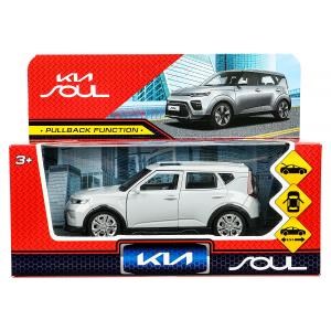 Машина металл KIA soul длина 12 см, двери, багаж., инерц, серебряный, кор. Технопарк SOUL-12-SR