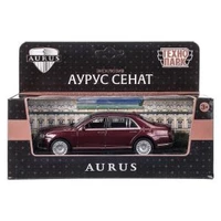 Машина металл АУРУС СЕНАТ длина 13,5 см, двери, багаж, инерц, бордовый, кор. Технопарк SENAT-13-VIN (72)