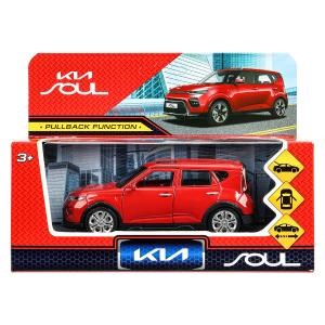 Машина металл KIA soul длина 12 см, двери, багаж., инерц, красный, кор. Технопарк SOUL-12-RD