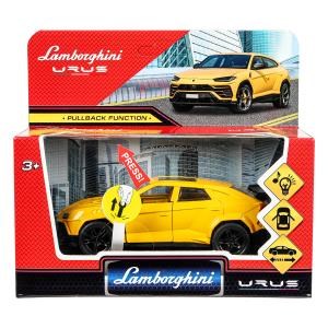 Машина металл свет-звук lamborghini urus 12см,св/зв, двер.инерц.,кор. Технопарк 2312C0055-R