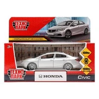 Машина металл HONDA CIVIC длина 12 см, двери, багаж, инерц, серебр, кор. Технопарк CIVIC-SL (72)
