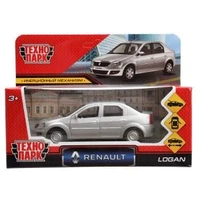 Машина металл RENAULT LOGAN длина 12 см, двери, багаж, серебристый, кор. Технопарк LOGAN-SL (72) (72)