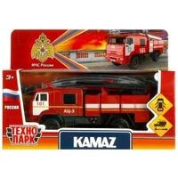 Машина металл КАМАЗ-43502 МЧС 15,5 см, двери, подв дет, инер, кор. Технопарк KAM43502-15MES-RD