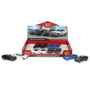 Машина металл BMW X6 12 см, двери, багаж, инер,  темно серый, дисплей Технопарк X6-12DB12-MIX